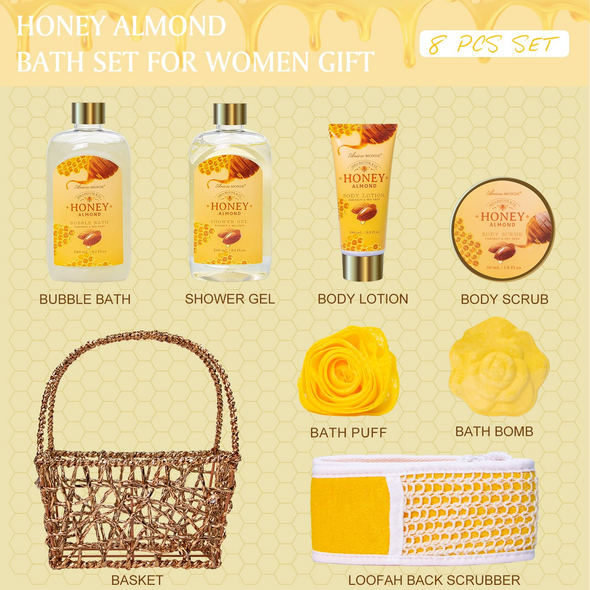 Honey Almond Bath Gift Set for Women