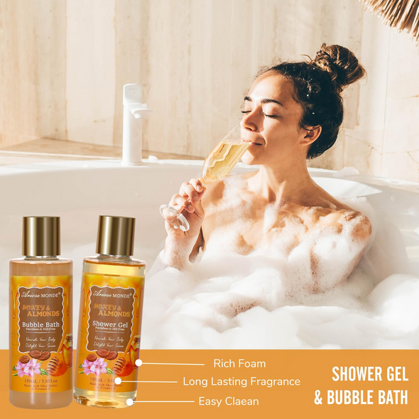 Honey Almond Scented Bath and Body Gift Set for Women