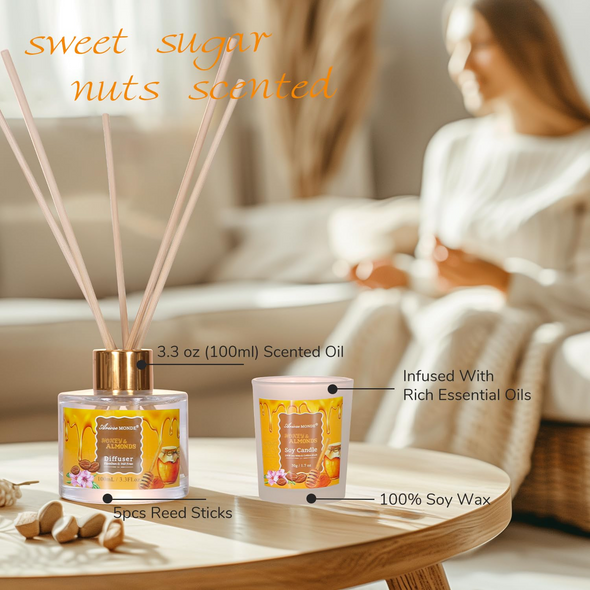 Honey Almond Scented Bath and Body Gift Set for Women